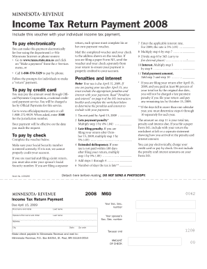 Minnesota Income Tax Return Payment Voucher 2008