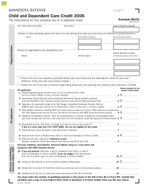 Minnesota Child and Dependent Care Credit Form 2006