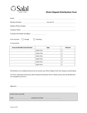 Direct Deposit Distribution Form