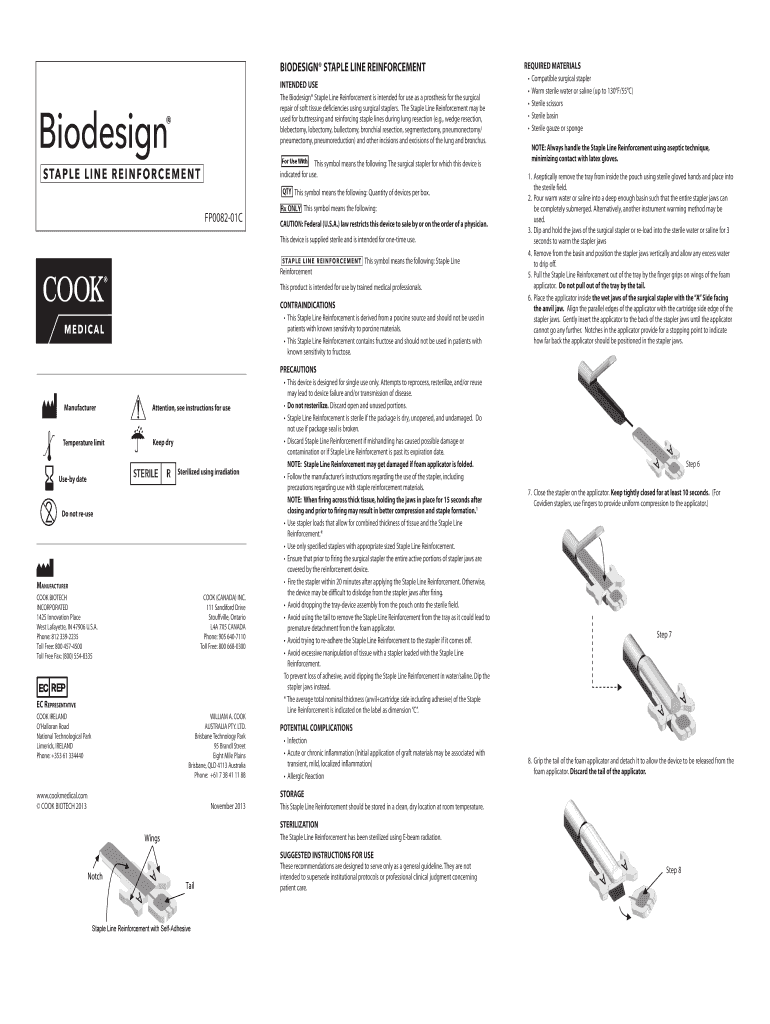 Fillable Online BIODESIGN STAPLE LINE REINFORCEMENT Fax Email Print