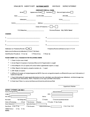 District Attorney Case Checklist