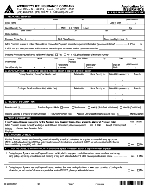 Illinois Acci-Flex Insurance Application