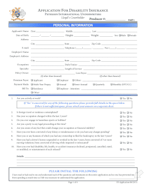 Disability Insurance Application