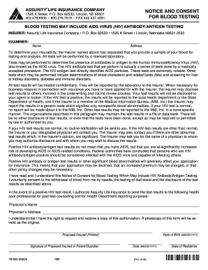 Assurity Life Insurance Blood Testing Consent Form