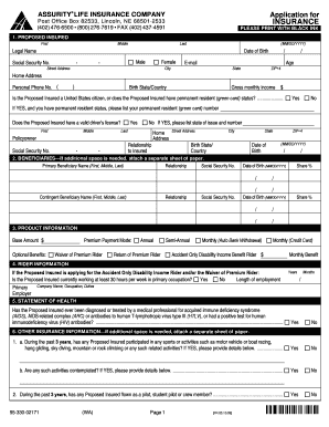 Washington Application for Acci-Flex Insurance
