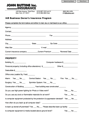 IAB Business Owner's Insurance Application