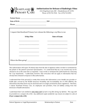 Authorization for Release of Radiologic Films