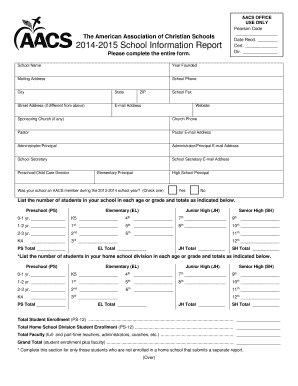 AACS School Information Report Form