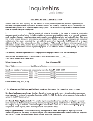 Employment Background Check Authorization Form