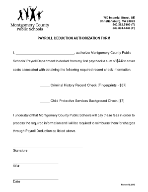 Payroll Deduction Authorization Form