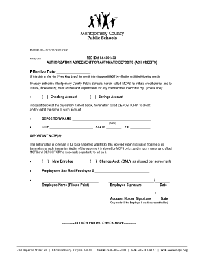 Montgomery County Payroll Direct Deposit Authorization