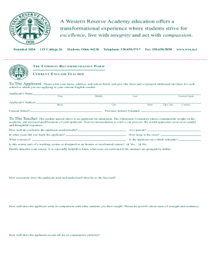 Common Recommendation Form