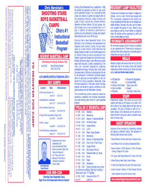 Shooting Stars Basketball Camp Registration Form