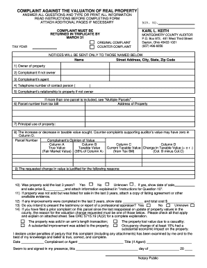 Complaint Against Real Property Valuation