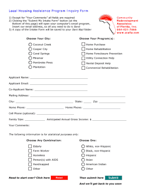 Local Housing Assistance Program Inquiry Form