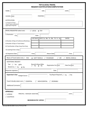 Travel Request Justification Form