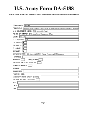 army 5188 form