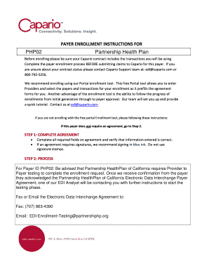 Partnership HealthPlan of California 837 Claims Enrollment & Payer Agreement