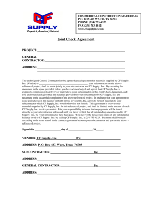 Joint Check Agreement