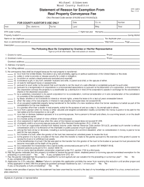 Ohio Real Property Conveyance Fee Exemption Form