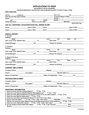Application to Rent