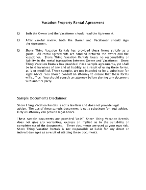 Vacation Property Rental Agreement