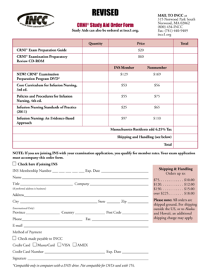 CRNI® Study Aid Order Form