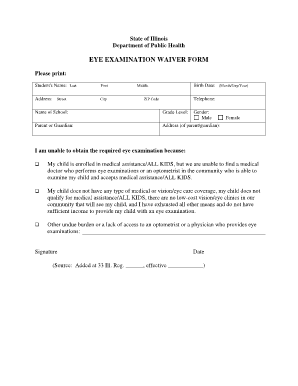 Illinois Eye Examination Waiver Form