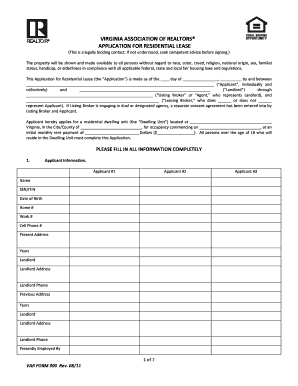 Virginia Residential Lease Application