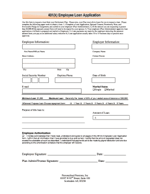 401(k) Employee Loan Application