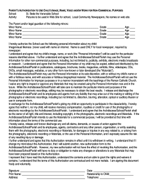 Parent Authorization for Child's Image and Name Use