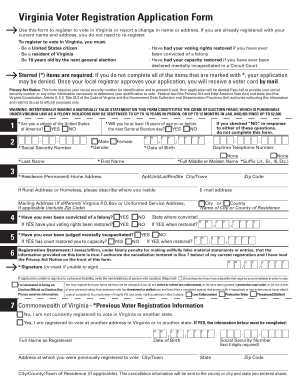 Virginia Voter Registration Application Form