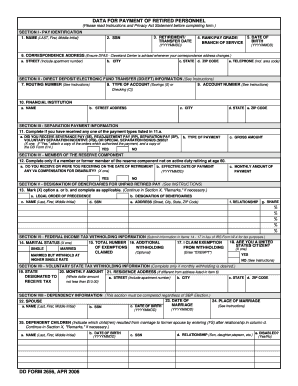DD Form 2656 Retired Pay Data