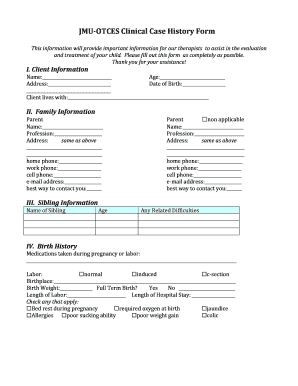 Thanks for your assistance on this matter - JMU-OTCES Clinical Case History Form - JMU Occupational ... - otces cisat jmu