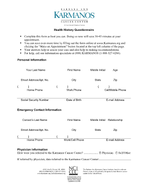 Health History Questionnaire