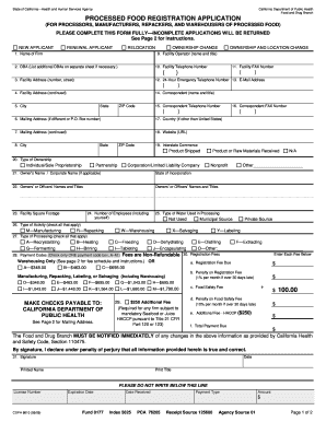 California Processed Food Registration Application