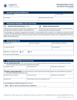 Promissory note satisfaction - eVANTAGE - Equity Trust Company