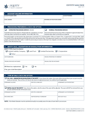 Entity Sale Direction of Investment Form