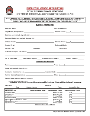 City of Riverbank Business License Application
