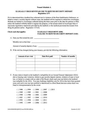 Tenant Schedule A Form