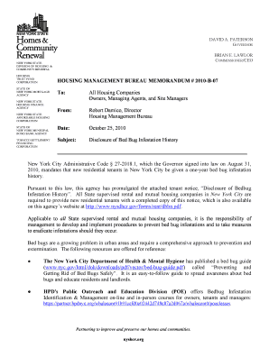 New York Bed Bug Infestation Disclosure Notice