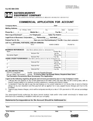 Commercial Application for Account