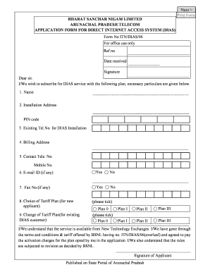 DIAS Internet Access Application Form