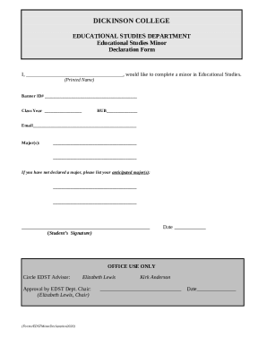 EDST Minor Declaration Form 2020 - Dickinson College