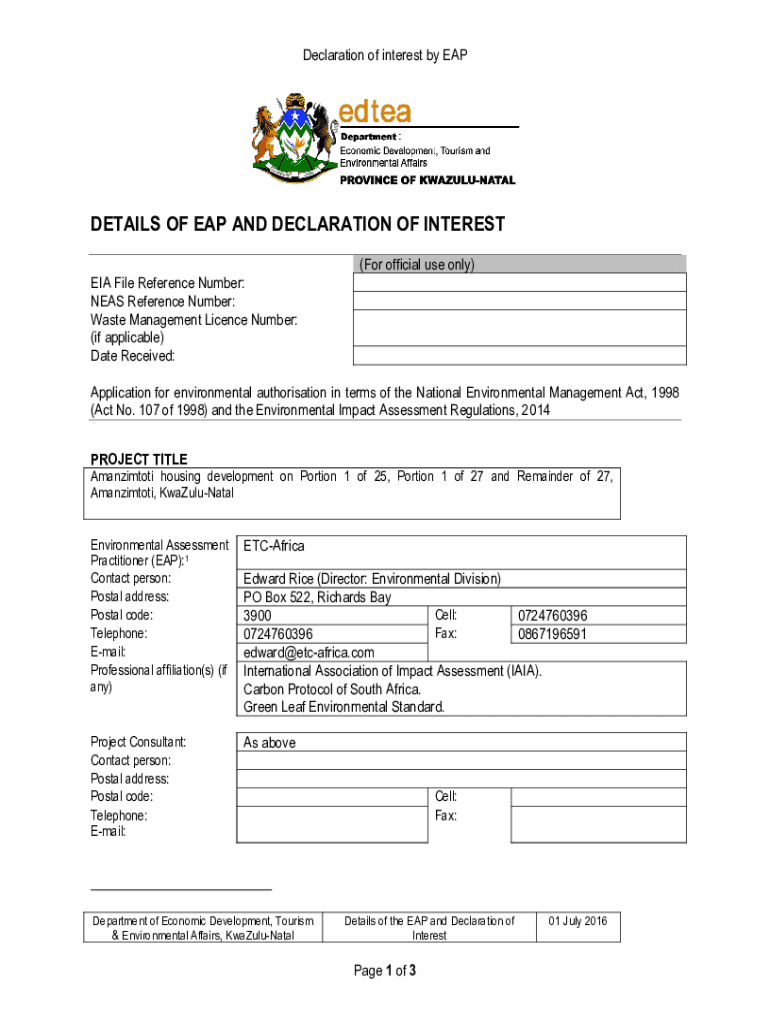 Fillable Online 107 of 1998) and the Environmental Impact Assessment