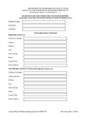 Annual Water Withdrawal Reporting Form OWS-3N