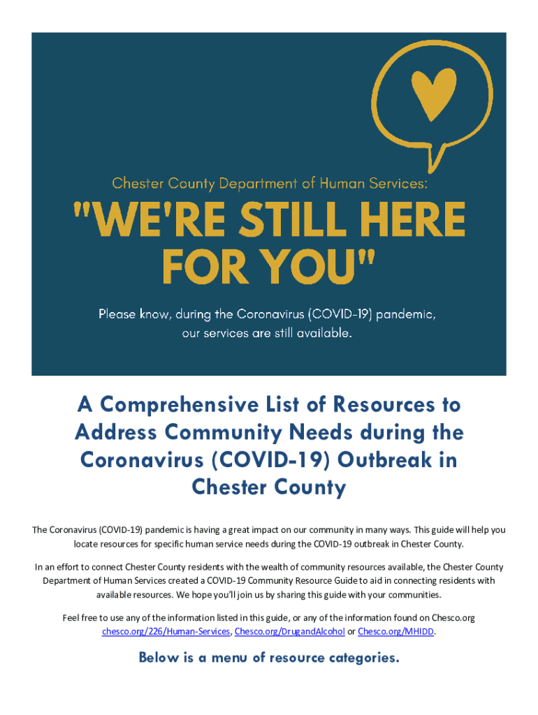 Fillable Online A Comprehensive List of Chester County Resources to