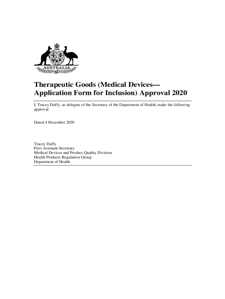 Fillable Online Therapeutic Goods (Medical DevicesApplication Form for