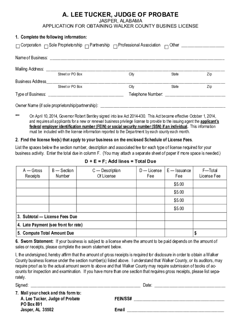 New Business License Form pub Preview on Page 1
