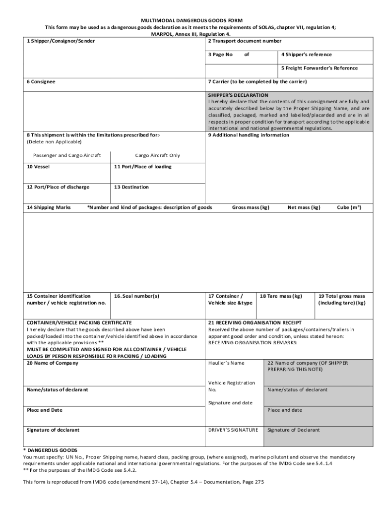 imdg form Preview on Page 1